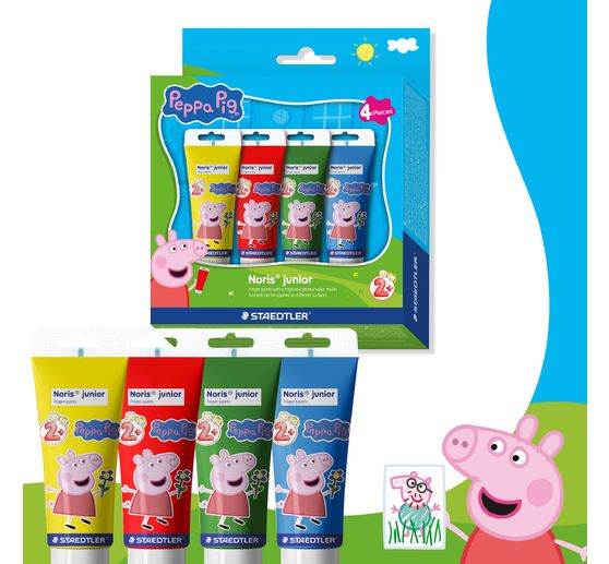Farby do malowania palcami Noris junior "Peppa Pig", 4 x 75 ml