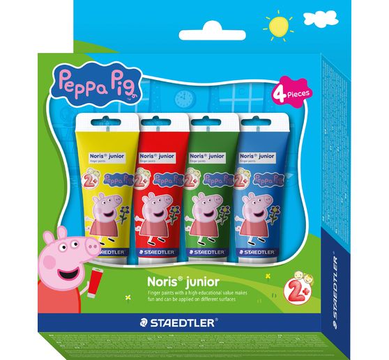 Farby do malowania palcami Noris junior "Peppa Pig", 4 x 75 ml