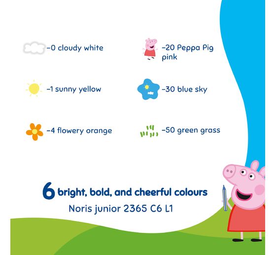 Noris junior pavement chalk "Peppa Pig", 6 colours