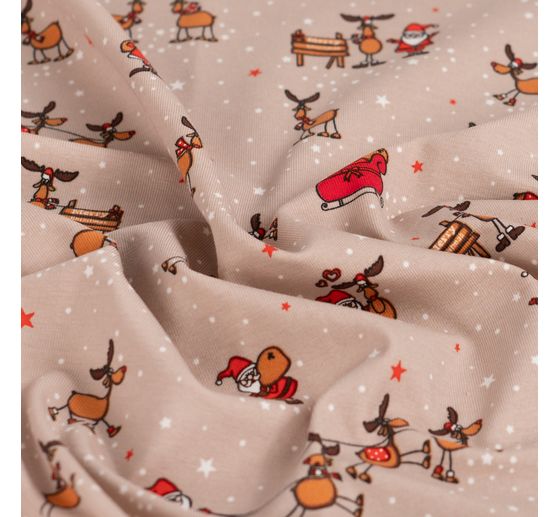 Jersey fabric "Santa and Rudolf"