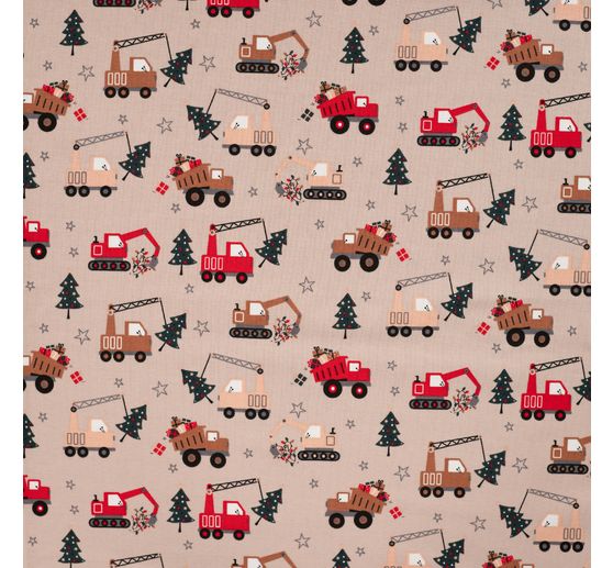 Tkanina dżersejowa "Trucks and Trees"
