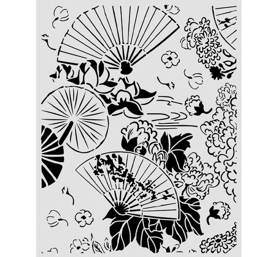 Szablon Stamperia "Oriental Garden - Fans", 20 x 25 cm