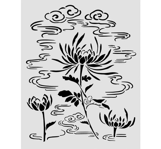 Szablon Stamperia "Oriental Garden - Lotus flower", 20 x 25 cm
