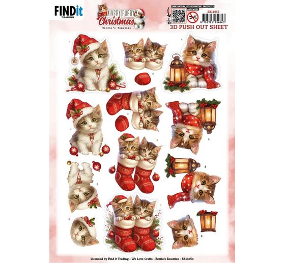 Zestaw arkusz do wycinania 3D "Furry Christmas"