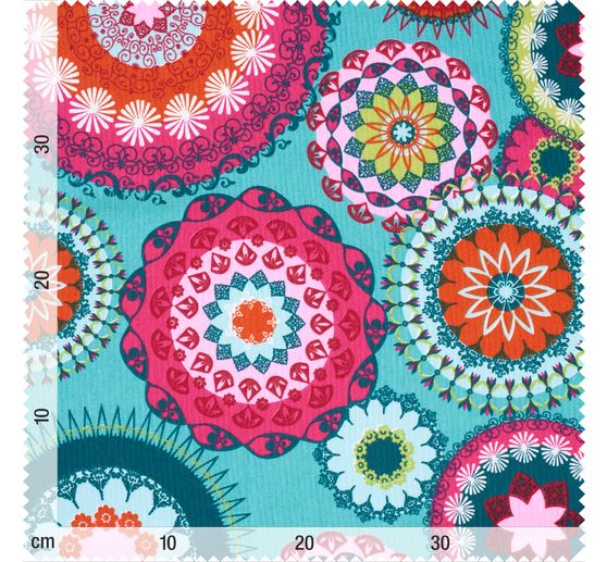 Decoration fabric linen optics "Mandala Multicolor"
