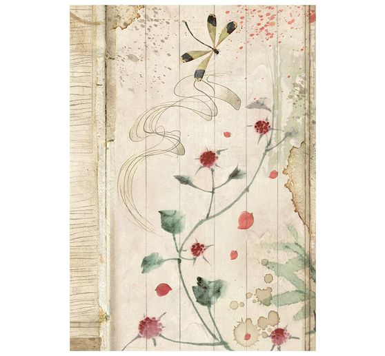 Stamperia Motif straw silk backgrounds "Oriental Garden", DIN A6, set of 8