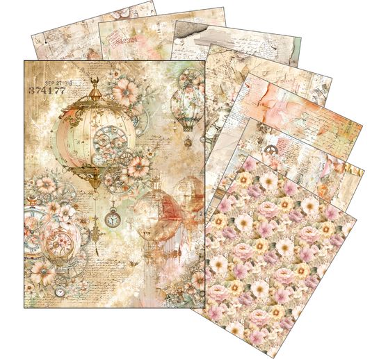 Motyw papier ryżowy asortyment Ciao Bella "Lost in Time", zestaw 8 sztuk