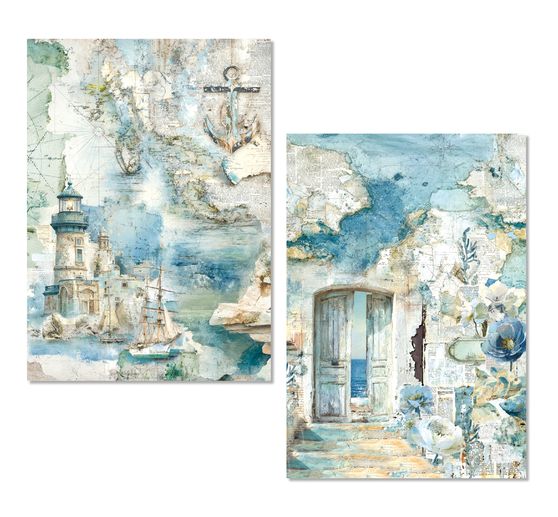 Motyw papier ryżowy asortyment Ciao Bella "Edge of the Ocean", zestaw 8 sztuk