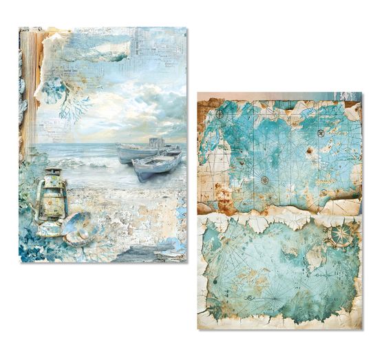 Motyw papier ryżowy asortyment Ciao Bella "Edge of the Ocean", zestaw 8 sztuk