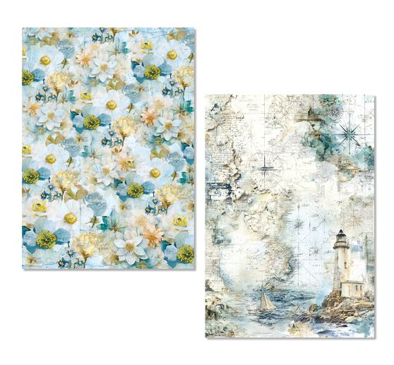 Motyw papier ryżowy asortyment Ciao Bella "Edge of the Ocean", zestaw 8 sztuk