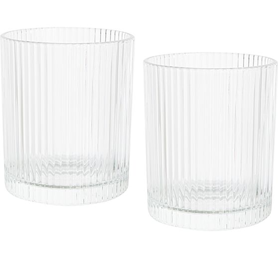 VBS Hurricane candle jar "Relax", ribbed, 2 pcs.