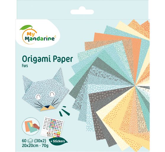 Folding paper-assortment "Animals", 60 sheets, incl. sticker sheet