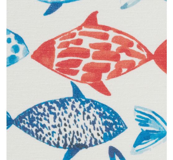 Cotton fabric "Flowing Fishes", acrylic coated