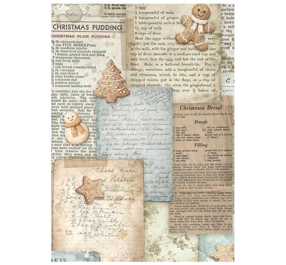 Motyw papieru ryżowego backgrounds Stamperia "White Christmas", DIN A6, zestaw 8 sztuk