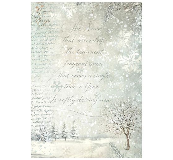 Motyw papieru ryżowego backgrounds Stamperia "White Christmas", DIN A6, zestaw 8 sztuk