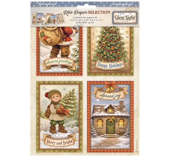 Stamperia Motif straw silk assortment "Silent Night", DIN A4, set of 6
