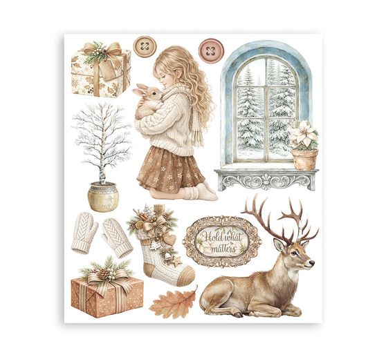 Stamperia XL Rub On assortment "White Christmas"