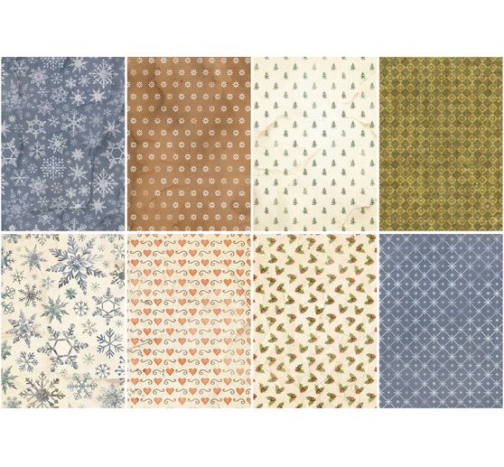 Stamperia Motif straw silk backgrounds "Silent Night", DIN A6, set of 8