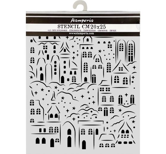 Stamperia Stencil "Christmas Village", 20 x 25 cm