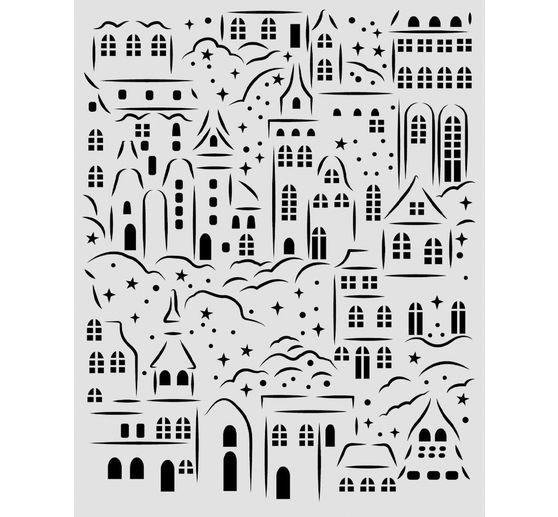 Stamperia Stencil "Christmas Village", 20 x 25 cm
