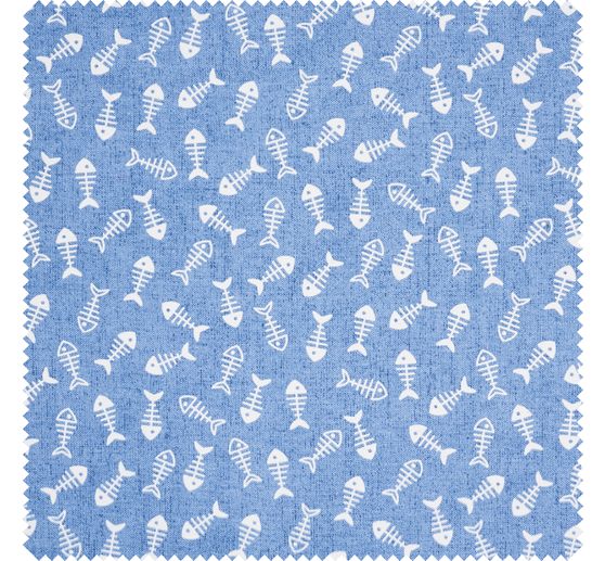 Motif fabric linen look "Fish skeletons"