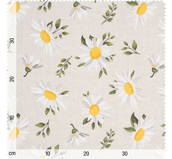 Motif fabric linen look "Daisies"