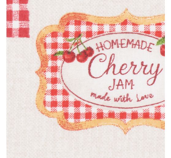 Motif fabric linen look "Cherries"