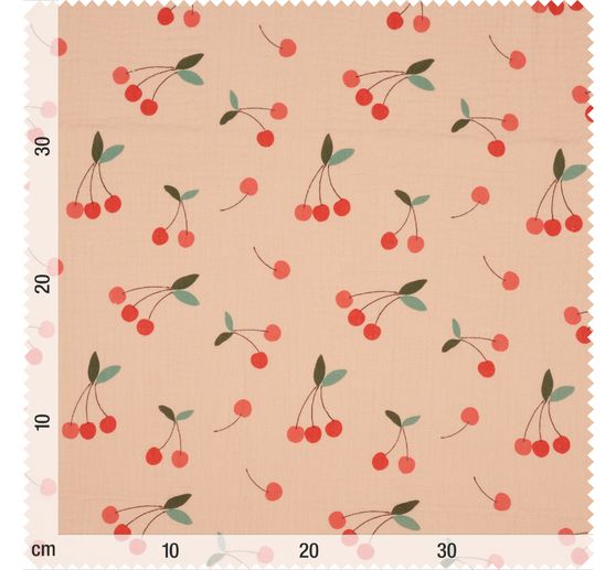 Muslin cotton fabric "Cherries"