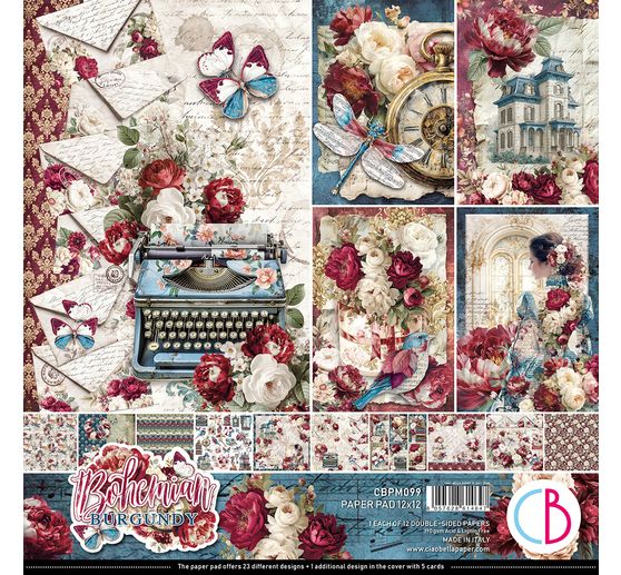 Ciao Bella scrapbook paper "Bohemian Burgundy"