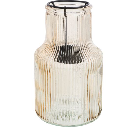 Szklany lampion z metalową wkładką na tea light VBS, Taupe