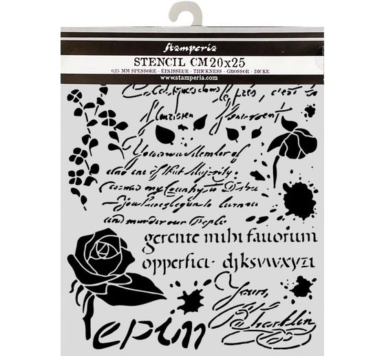 Szablon Stamperia "Flowers and Poems - Latin Inspirations", 20 x 25 cm