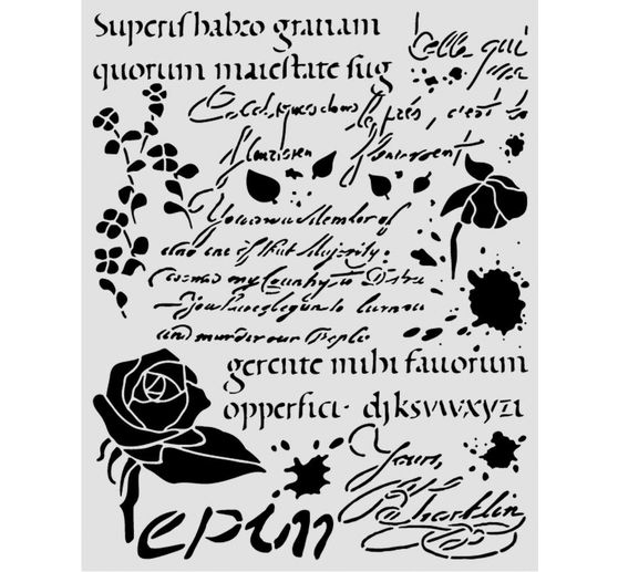 Szablon Stamperia "Flowers and Poems - Latin Inspirations", 20 x 25 cm
