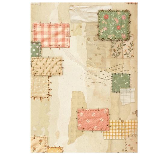 Stamperia Motif straw silk backgrounds "Cozy Family", DIN A6, set of 8