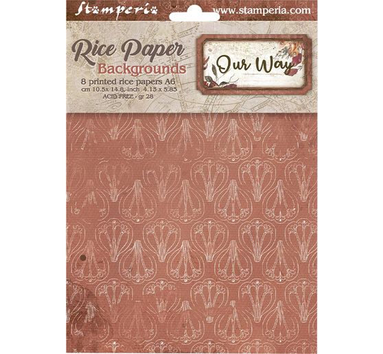 Motyw papieru ryżowego backgrounds Stamperia "Our Way", DIN A6, zestaw 8 sztuk