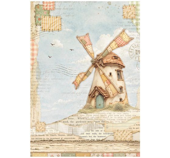Stamperia Motif straw silk assortment "Cozy Family", DIN A4, set of 6
