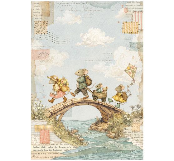 Stamperia Motif straw silk assortment "Cozy Family", DIN A4, set of 6