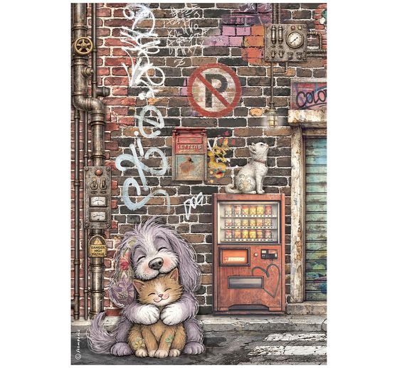 Stamperia Motif straw silk assortment "Furry Friends 2", DIN A4, set of 6