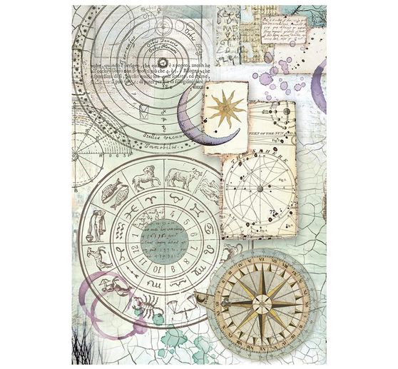 Motyw papieru ryżowego backgrounds Stamperia "Cosmos", DIN A6, zestaw 8 sztuk