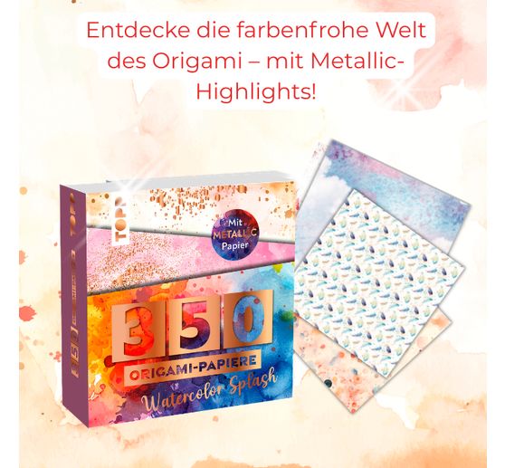 350 papier&oacute;w do origami "Watercolor Splash"