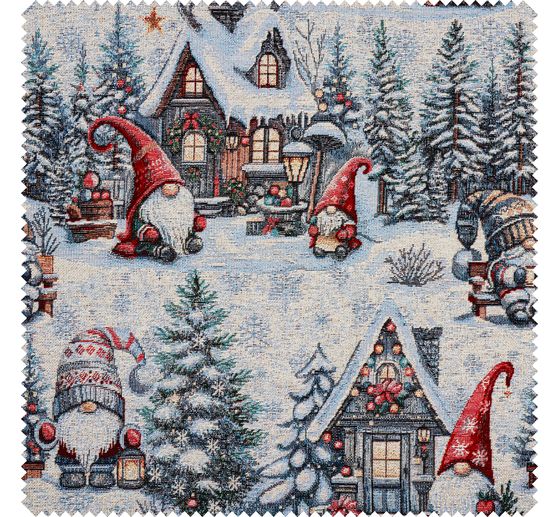 Tapestry fabric with lurex "Snowy Gnomes"