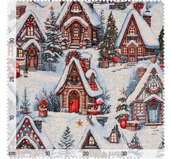 Tkanina gobelinowa z lureksem "Snowy Village"
