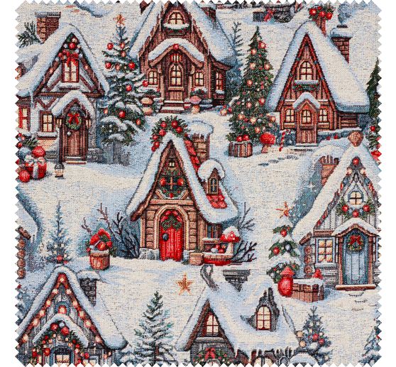 Tkanina gobelinowa z lureksem "Snowy Village"