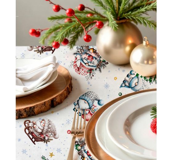 Motif fabric in linen look "Christmas Wonderland"