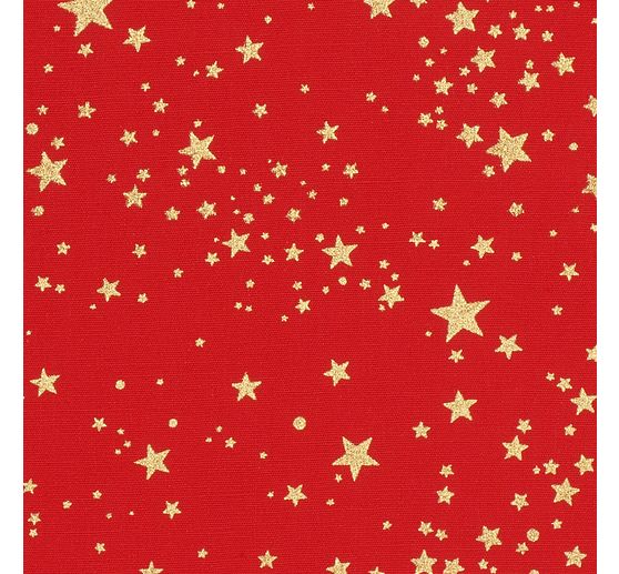 Cotton poplin fabric hot foil "Small stars &ndash; Red"
