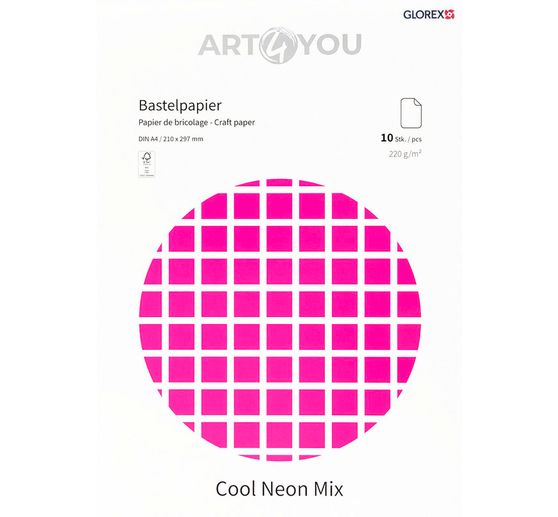 Papier kreatywny "Cool Neon Mix", A4, 10 arkuszy