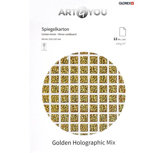 Karton lustrzany "Golden Holographic Mix", A4, 12 arkuszy