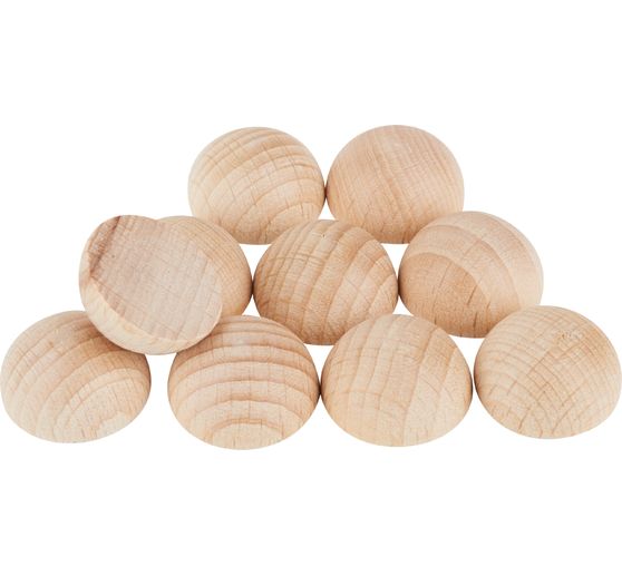 VBS Wooden hemispheres without hole, 10 pieces