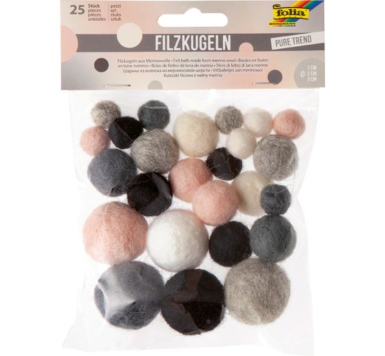 Felt balls, 25 pieces