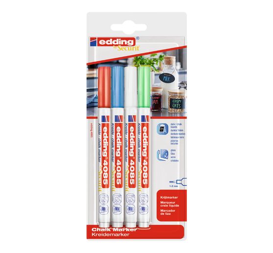 Zestaw 4 markerów kredowych edding 4085