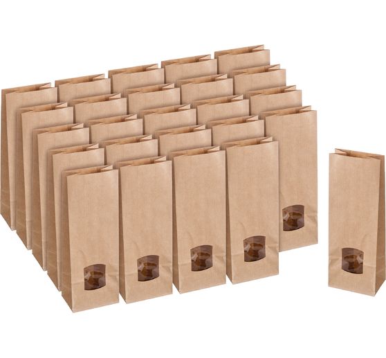 Block bottom kraft paper bags with window